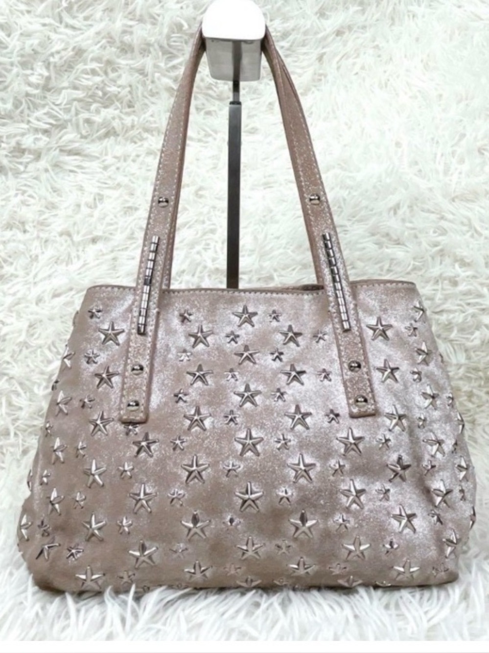 Jimmy Choo Metallic Blush Star-Studded Tote